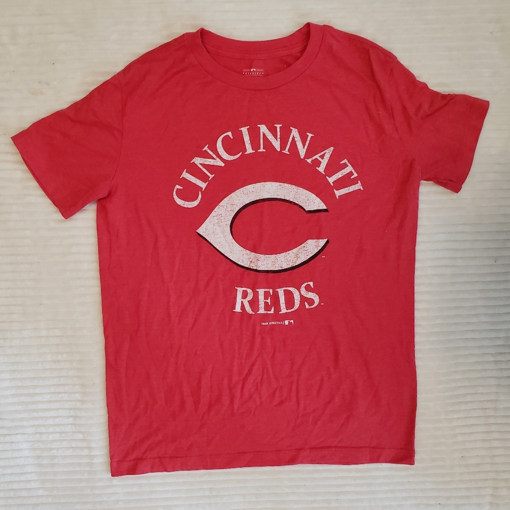 Team Athletics Cincinnati Reds Kids Unisex Red Graphic T-Shirt Lg 10-12